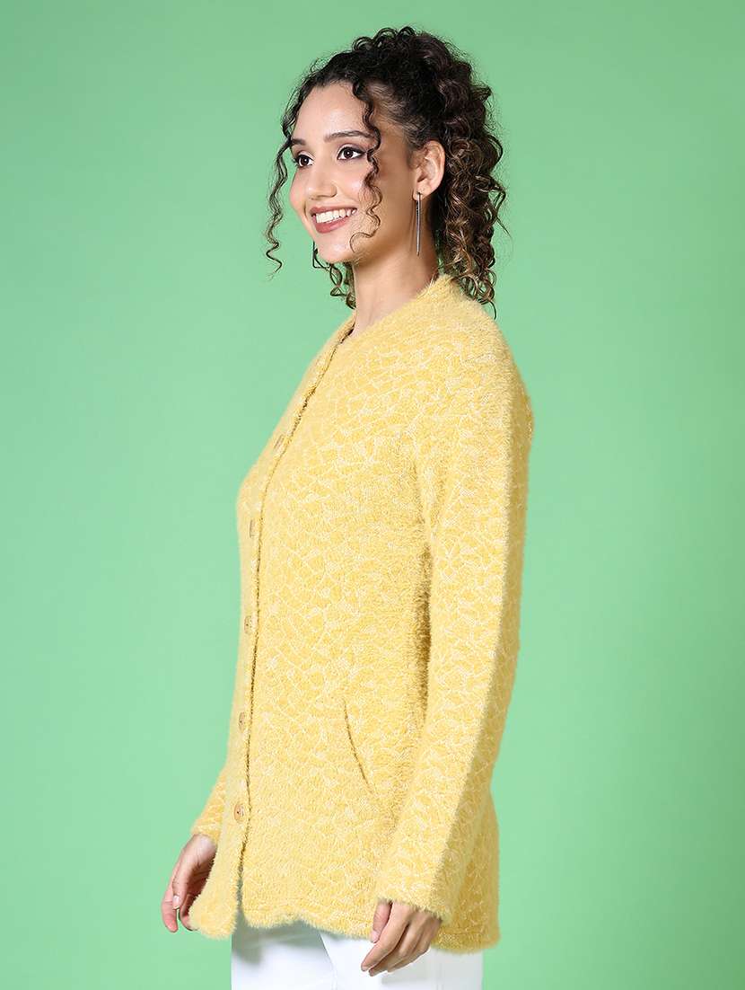 women self design long sleeve cardigan - 21628544 -  Standard Image - 1