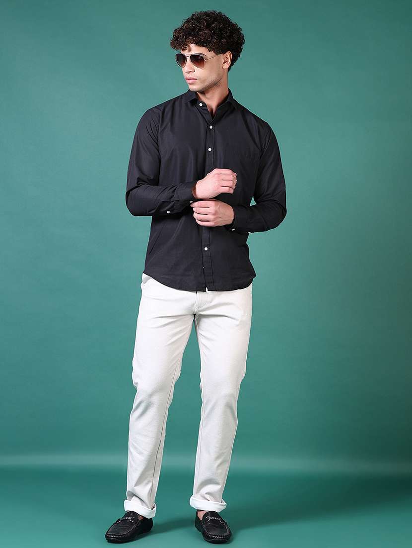 men solid flat front casual trouser - 21628613 -  Standard Image - 4