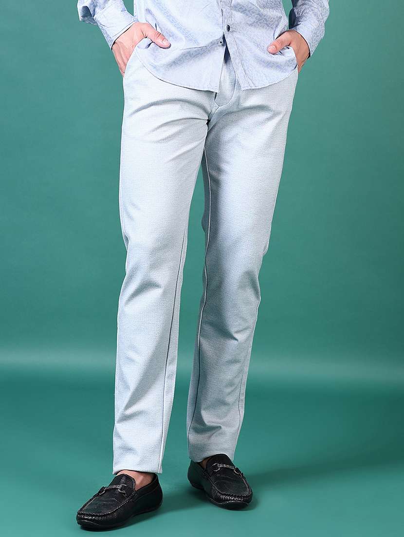men solid flat front casual trouser - 21628615 -  Standard Image - 1