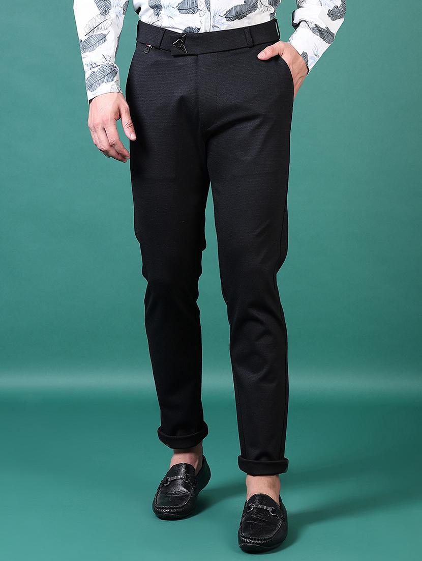 men solid flat front casual trouser - 21628650 - Standard Image - 1
