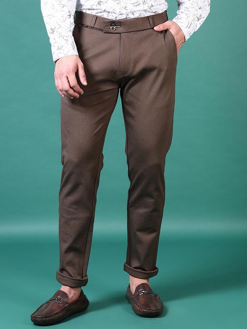men solid flat front casual trouser - 21628656 - Standard Image - 0