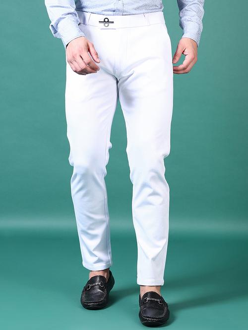 men solid flat front casual trouser - 21628658 -  Standard Image - 0