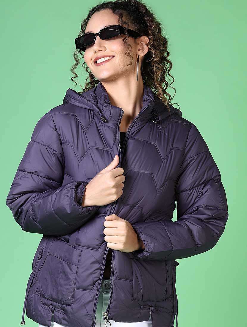 women solid long sleeve quilted jacket - 21628794 -  Standard Image - 1