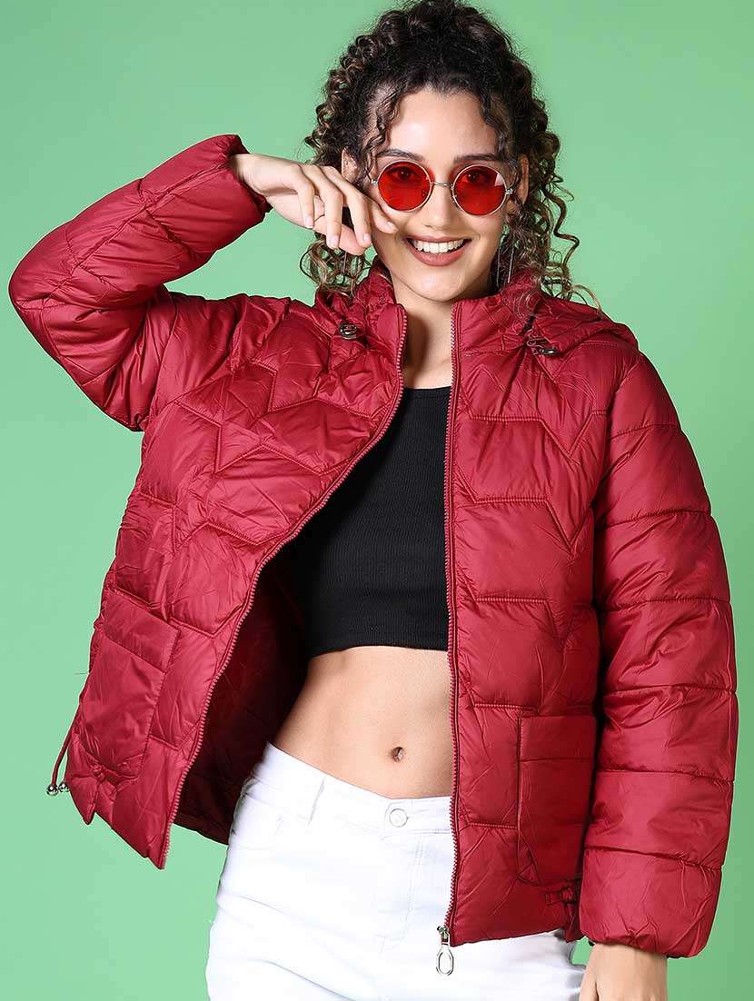 women solid long sleeve quilted jacket - 21628795 -  Standard Image - 1