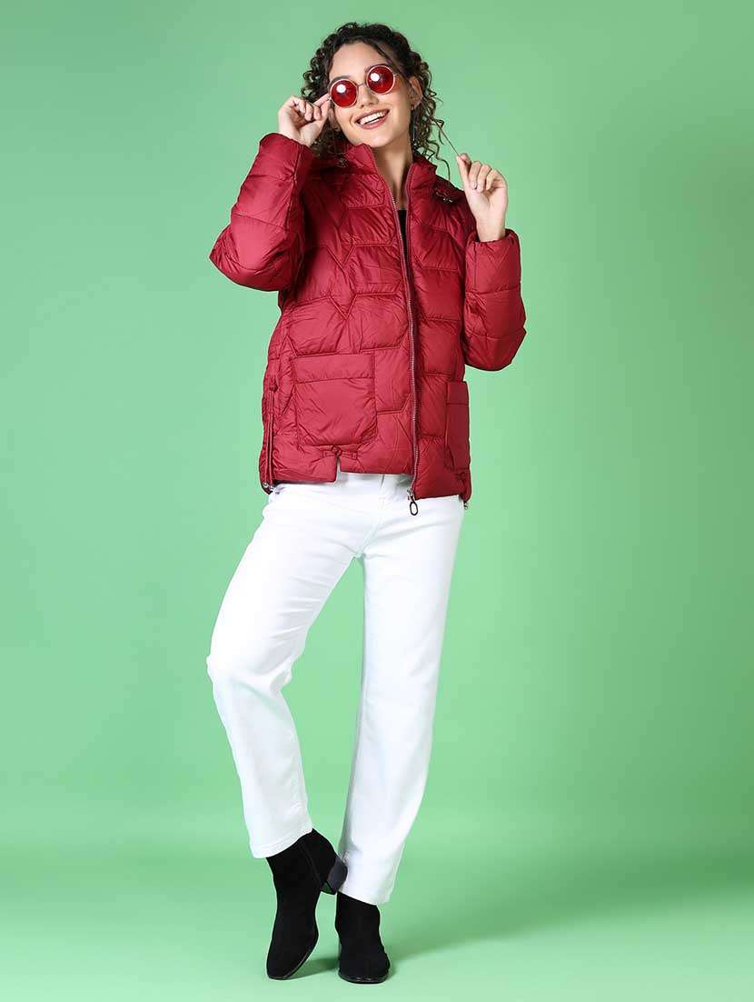 women solid long sleeve quilted jacket - 21628795 -  Standard Image - 4