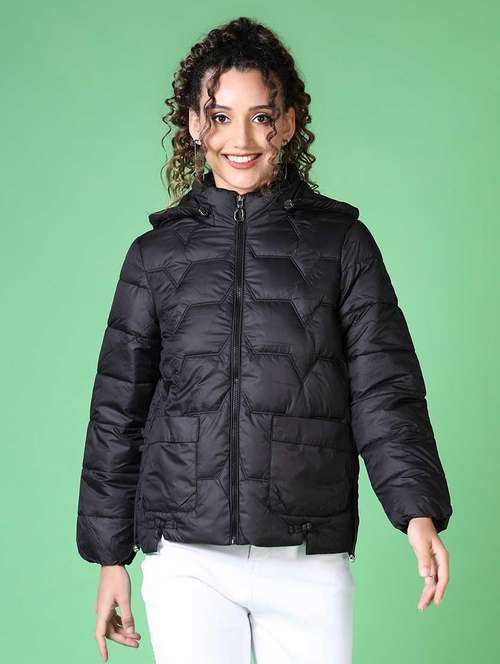 women solid long sleeve quilted jacket - 21628799 -  Standard Image - 0