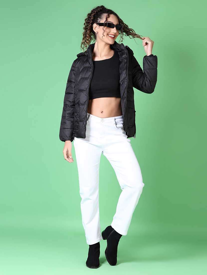 women solid long sleeve quilted jacket - 21628799 -  Standard Image - 4