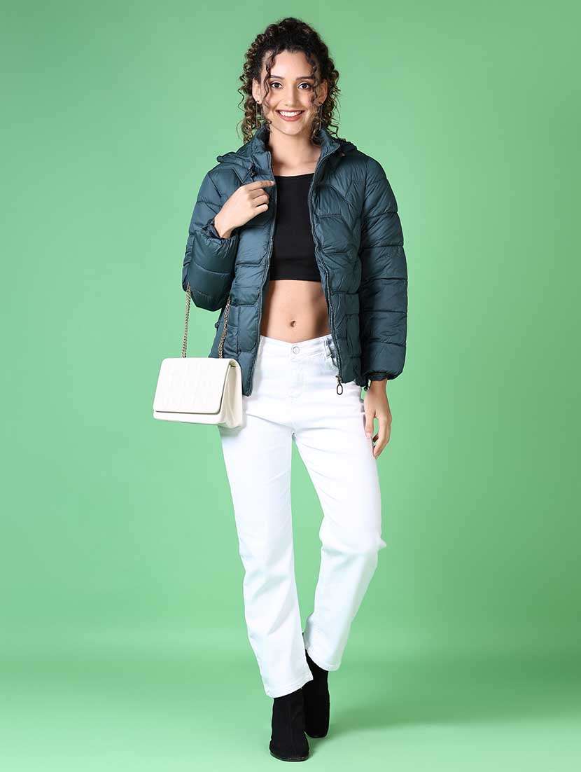 women solid long sleeve quilted jacket - 21628800 -  Standard Image - 4