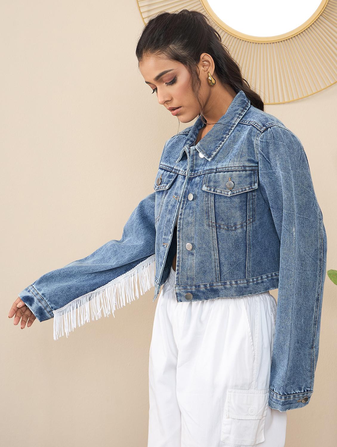 women blue denim summer jacket - 21628944 - Standard Image - 1