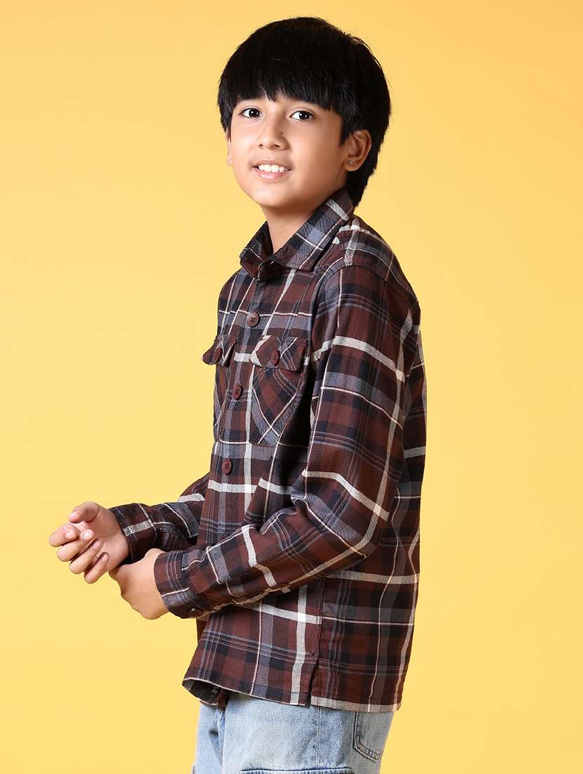 boys checkered long sleeve casual shirt - 21628961 -  Standard Image - 1