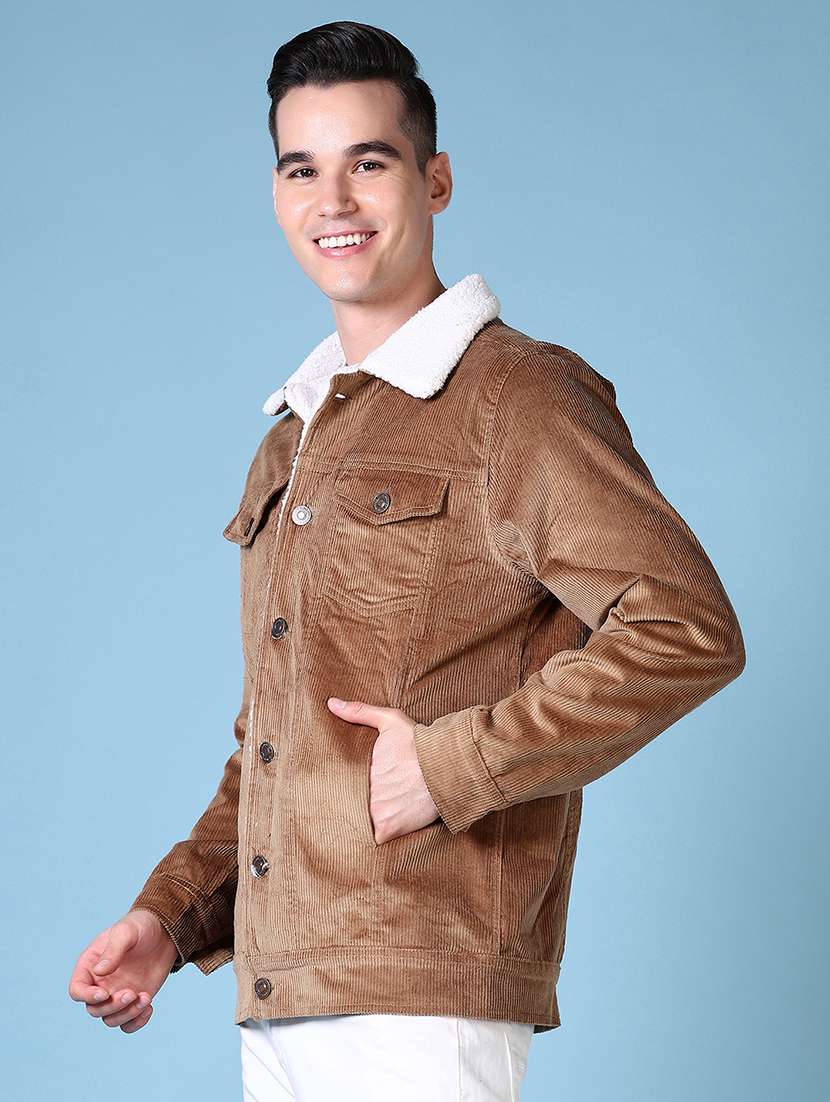 men long sleeves solid fur casual jacket - 21628965 -  Standard Image - 1