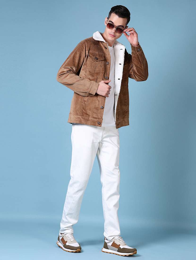 men long sleeves solid fur casual jacket - 21628965 -  Standard Image - 4