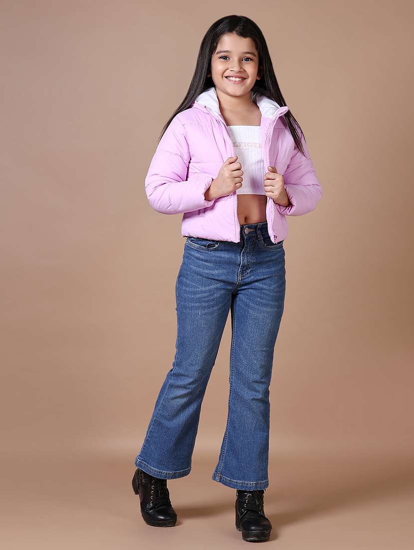 girls solid hooded quilted jacket - 21628971 -  Standard Image - 4