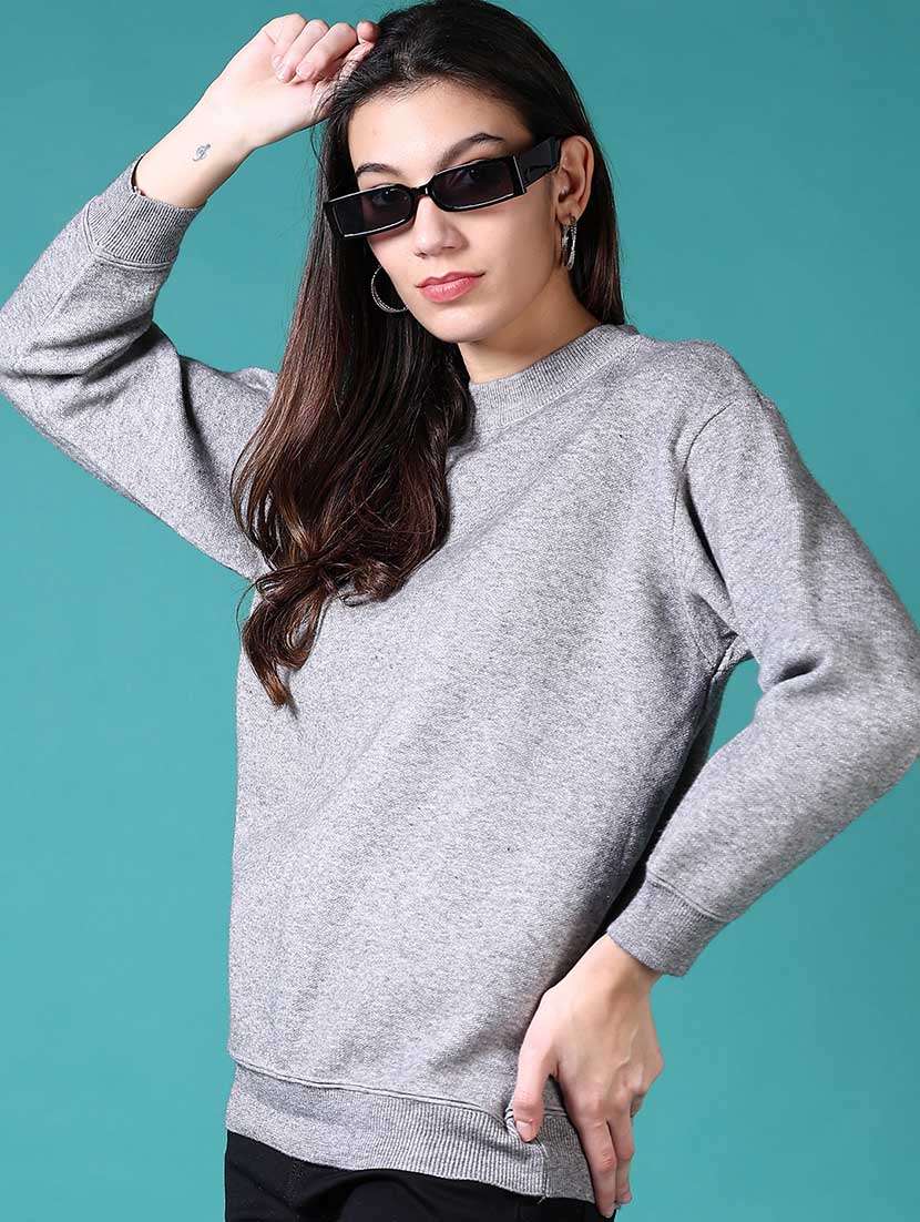 women solid long sleeves pullover - 21629004 -  Standard Image - 1