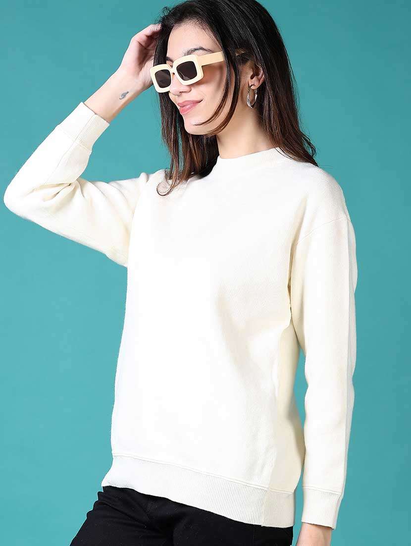 women solid long sleeves pullover - 21629007 -  Standard Image - 1