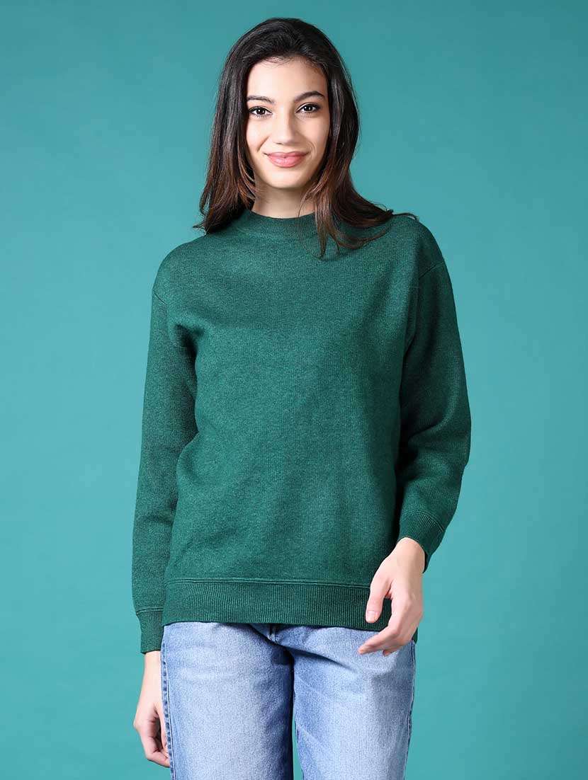 women solid long sleeves pullover