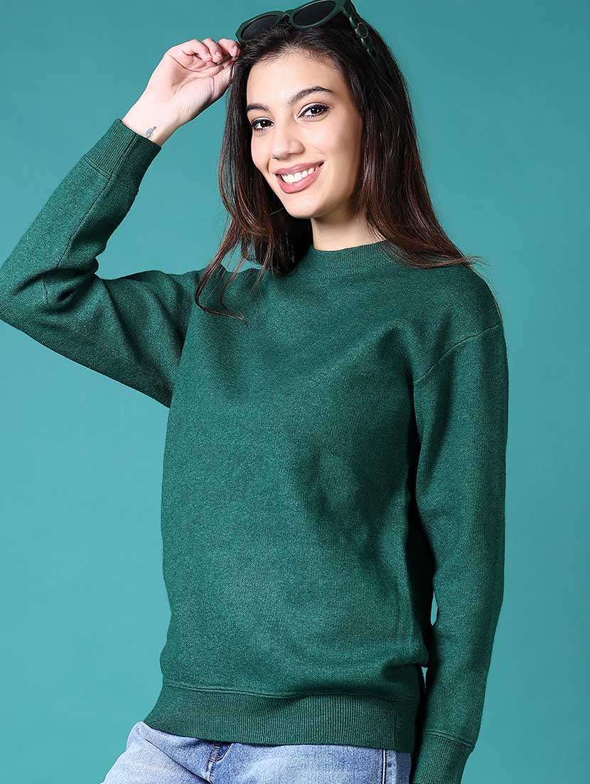 women solid long sleeves pullover - 21629008 -  Standard Image - 1