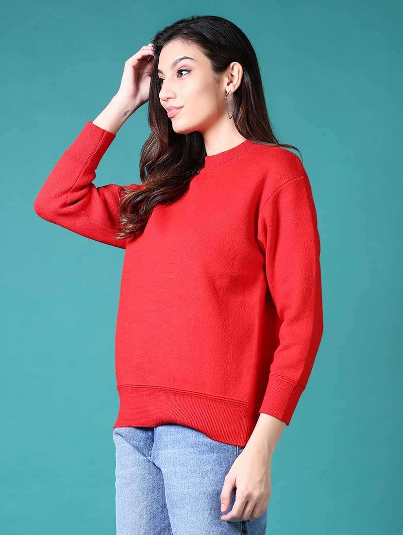 women solid long sleeves pullover - 21629009 -  Standard Image - 1