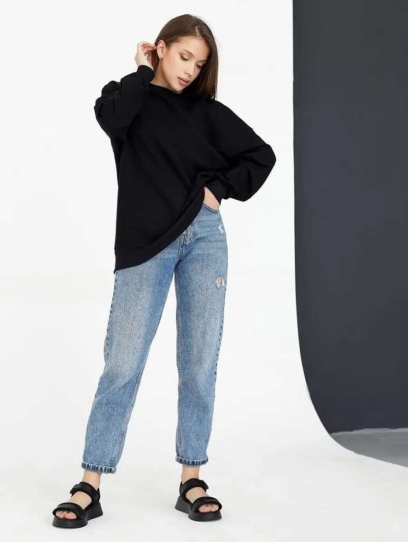 women plain oversized long sleeve sweatshirt - 21629423 -  Standard Image - 1