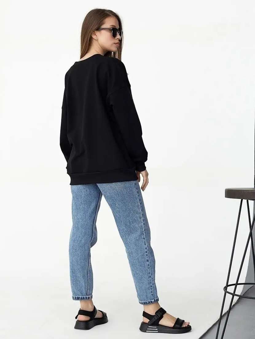 women plain oversized long sleeve sweatshirt - 21629423 -  Standard Image - 4