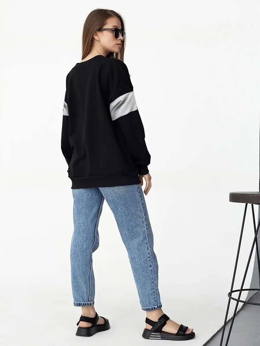 women color block oversized long sleeve sweatshirt - 21629426 -  Standard Image - 4