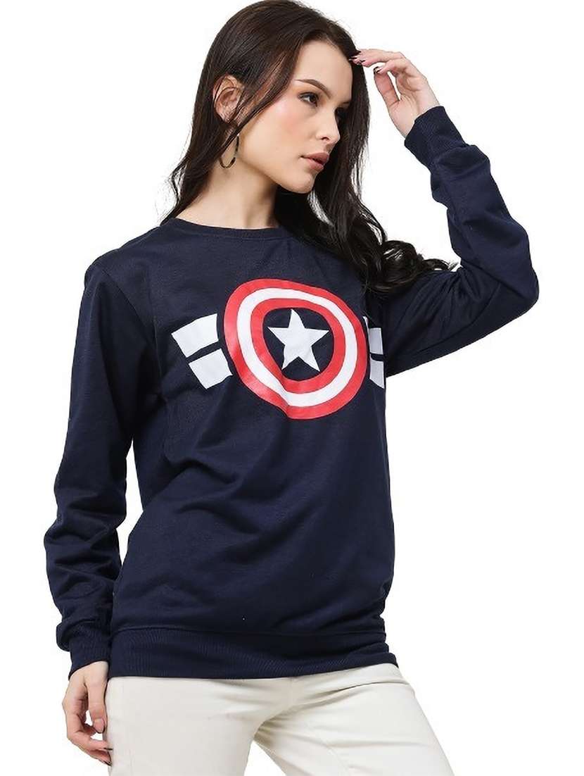 women chest printed oversized long sleeve sweatshirt - 21629431 -  Standard Image - 1