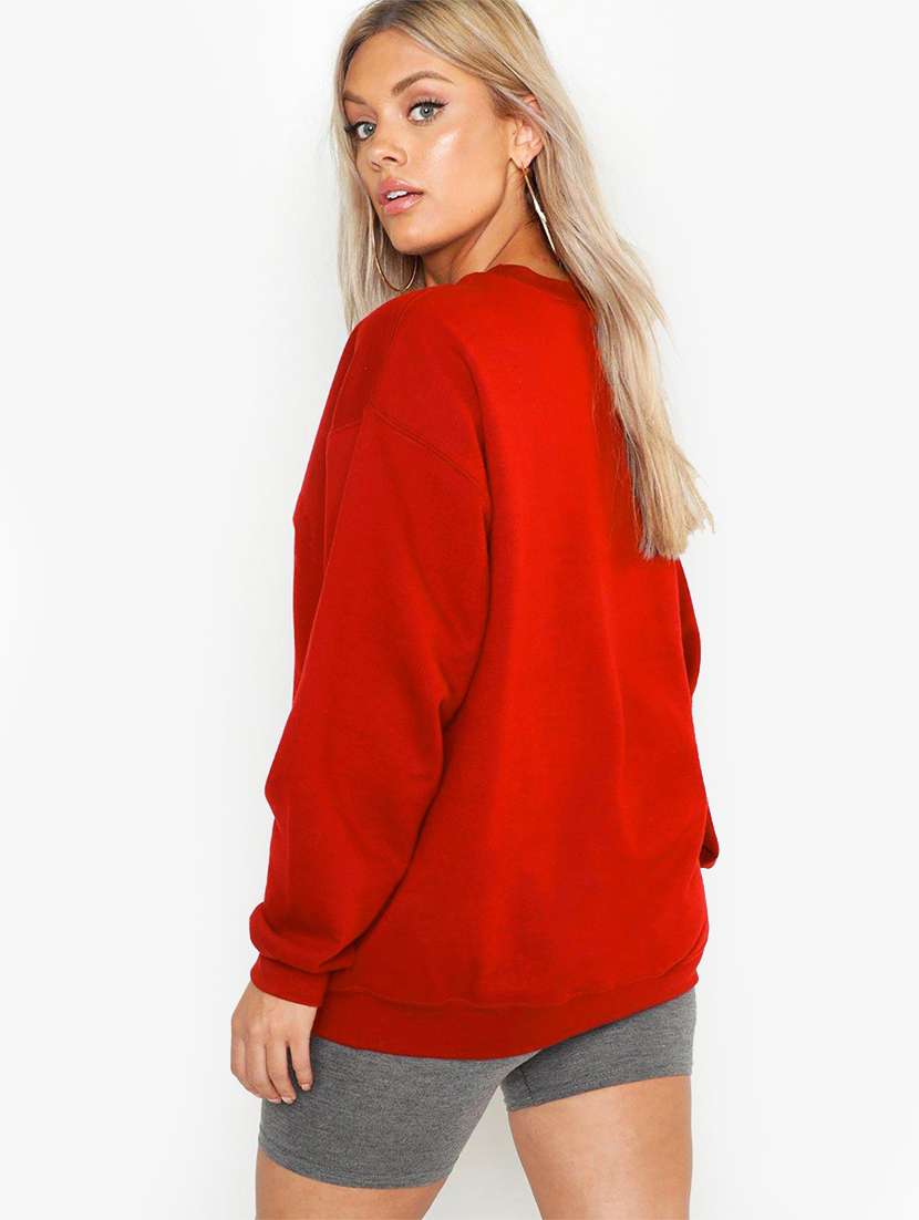 women plain oversized long sleeve sweatshirt - 21629436 -  Standard Image - 1