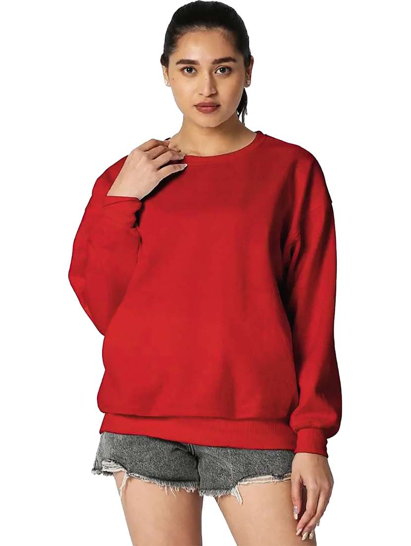 women plain oversized long sleeve sweatshirt