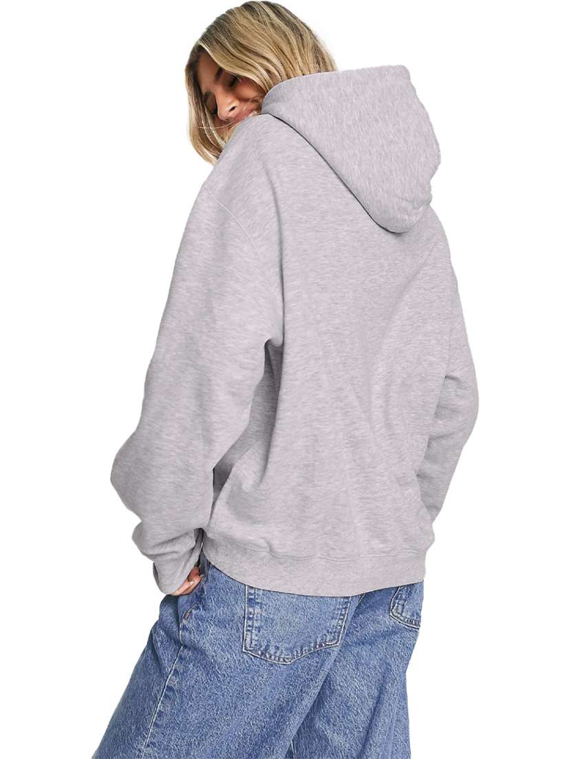 women plain hood neck oversized long sleeve sweatshirt - 21629445 -  Standard Image - 1