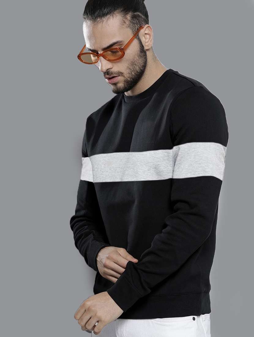 men round neck color block long sleeve sweatshirt - 21629456 -  Standard Image - 1