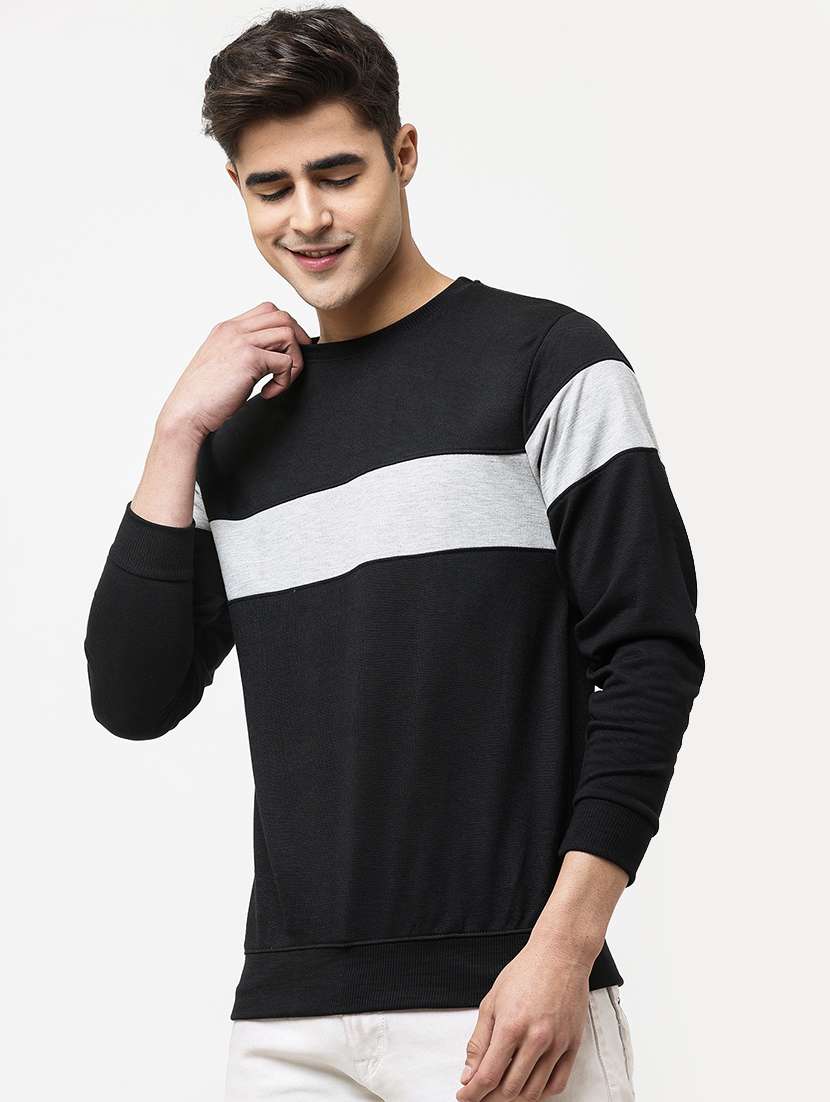 men round neck color block long sleeve sweatshirt - 21629457 -  Standard Image - 1