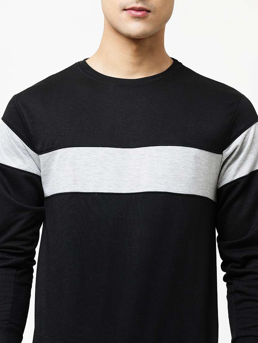 men round neck color block long sleeve sweatshirt - 21629457 -  Standard Image - 4