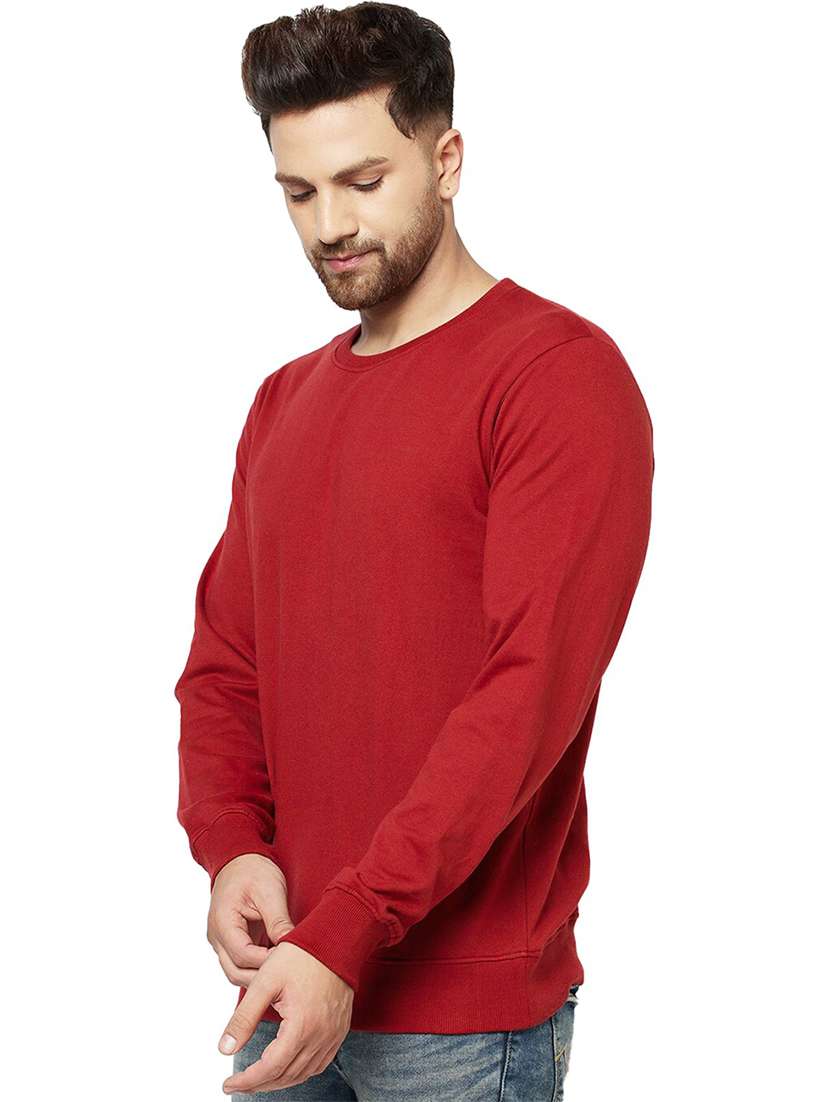 men round neck plain long sleeve sweatshirt