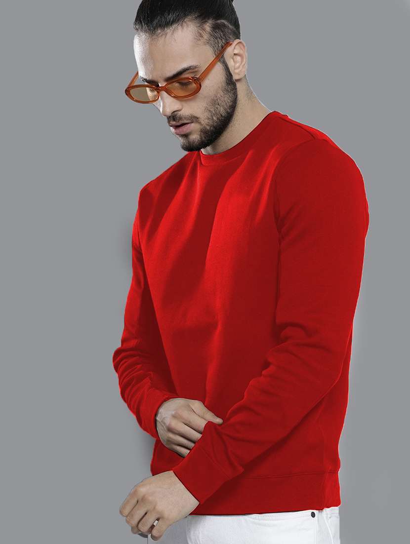 men round neck plain long sleeve sweatshirt - 21629474 -  Standard Image - 1