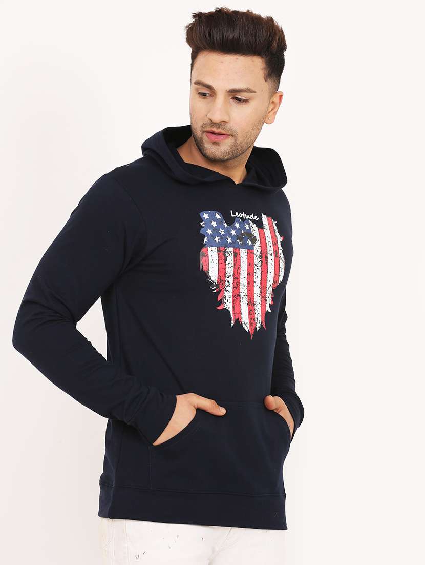 men hood neck printed long sleeve sweatshirt - 21629480 -  Standard Image - 1