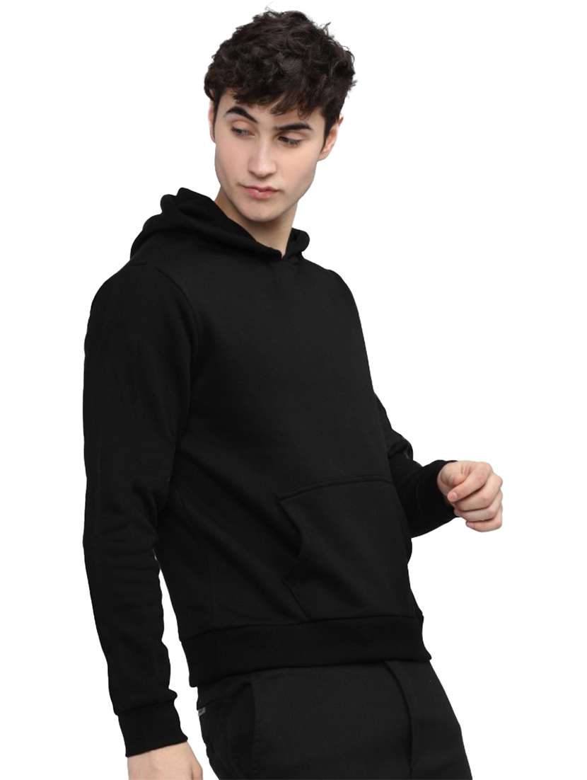 men hood neck plain long sleeve sweatshirt - 21629485 -  Standard Image - 1