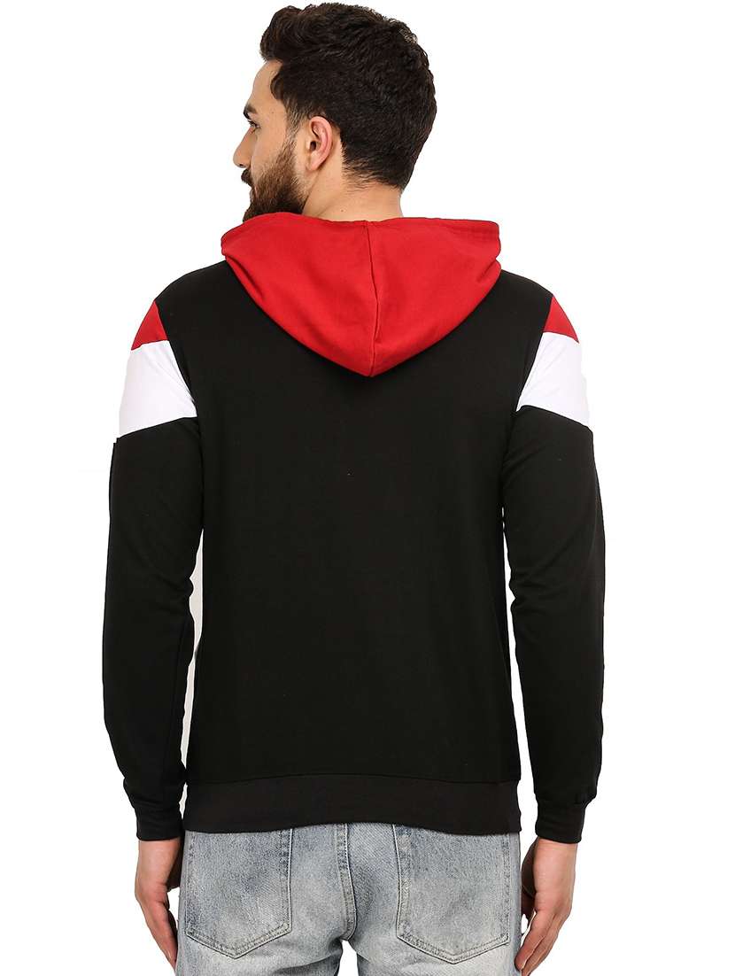 men hood neck color block long sleeve sweatshirt - 21629513 -  Standard Image - 1