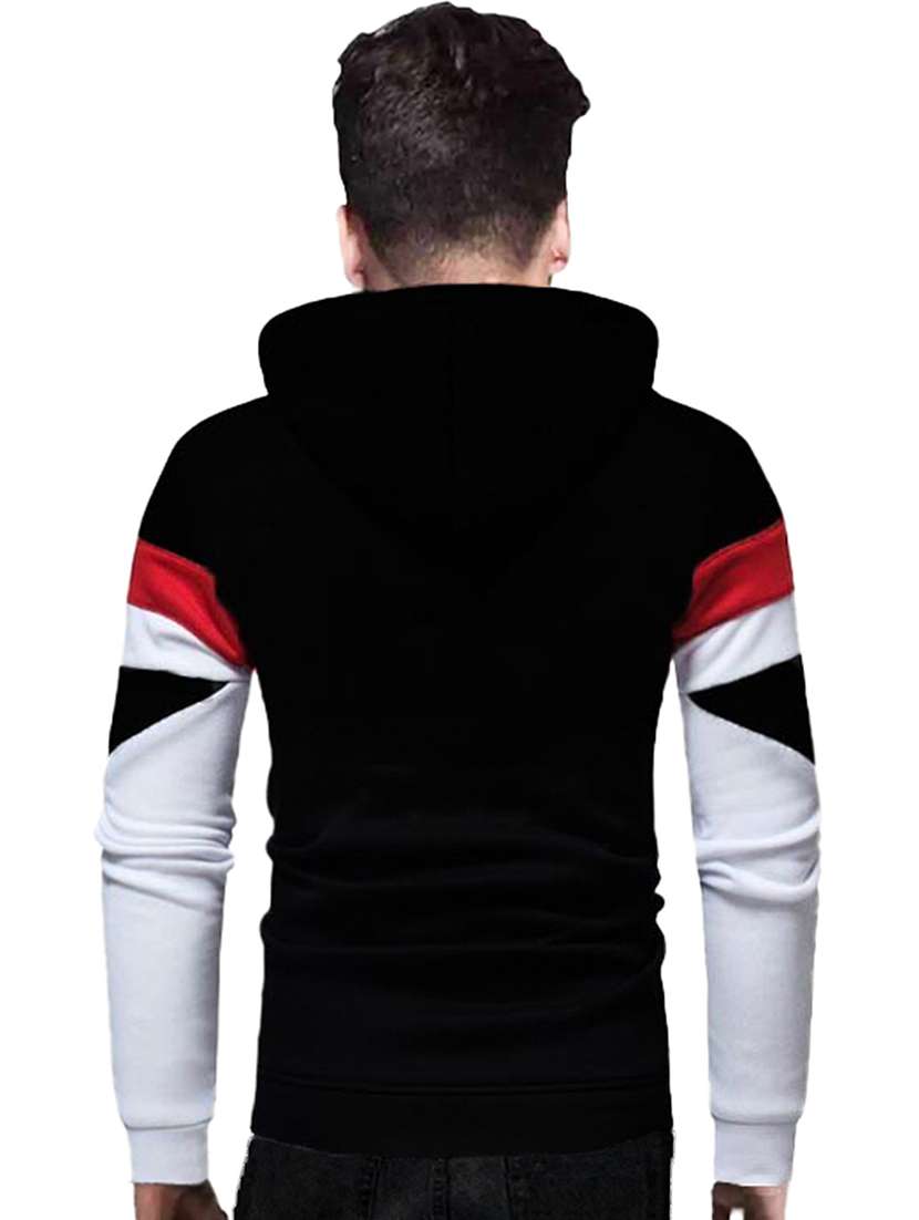 men hood neck color block long sleeve sweatshirt - 21629519 -  Standard Image - 1