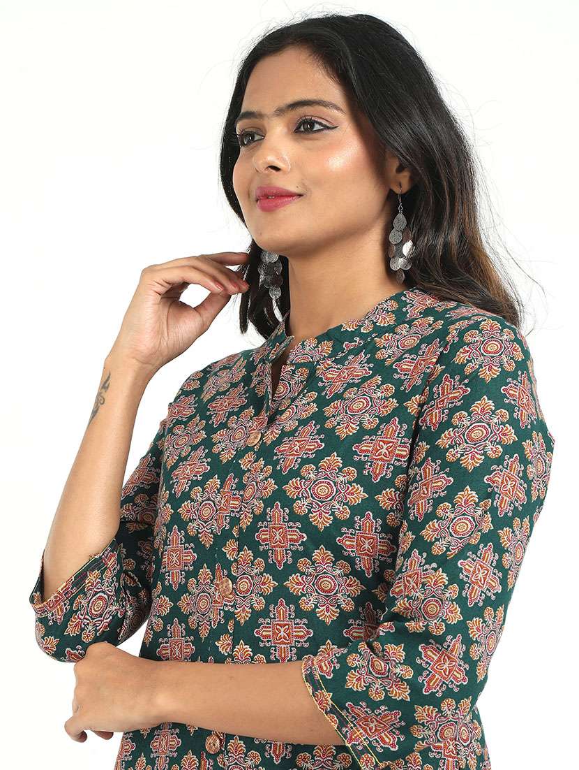 women printed three quarter sleeve kurta pant set - 21629613 - Standard Image - 4