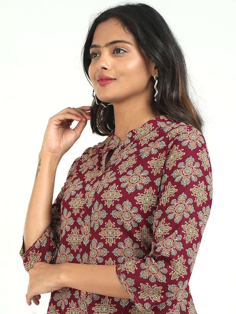 women printed three quarter sleeve kurta pant set - 21629614 - Standard Image - 4