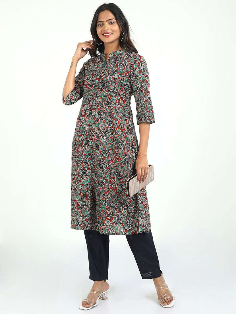 women paisley printed three quarter sleeve kurta pant set - 21629620 -  Standard Image - 1