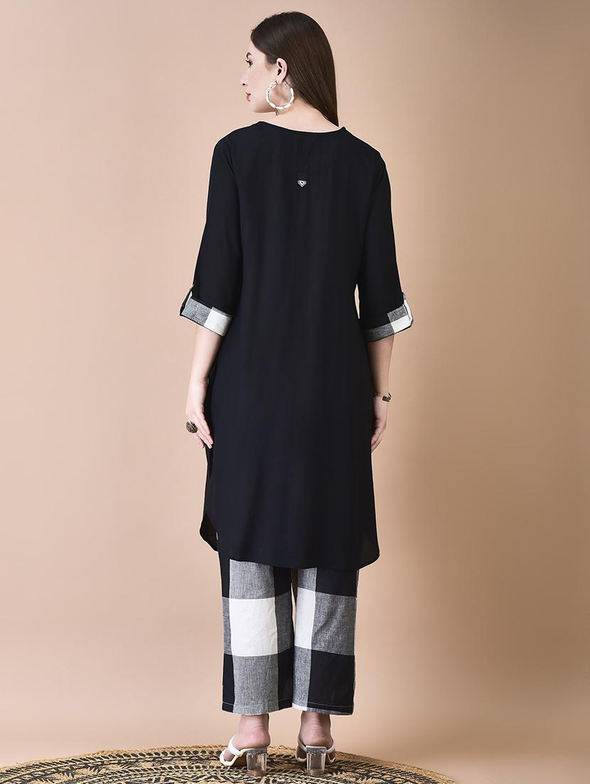 women black solid kurta pant set - 21629635 - Standard Image - 4