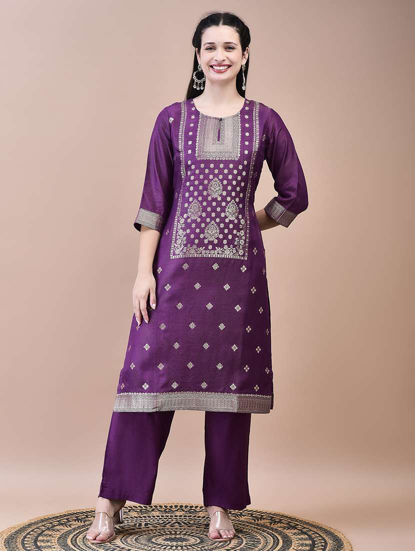 women three quarter sleeve kurta pant with dupatta set - 21629636 -  Standard Image - 4