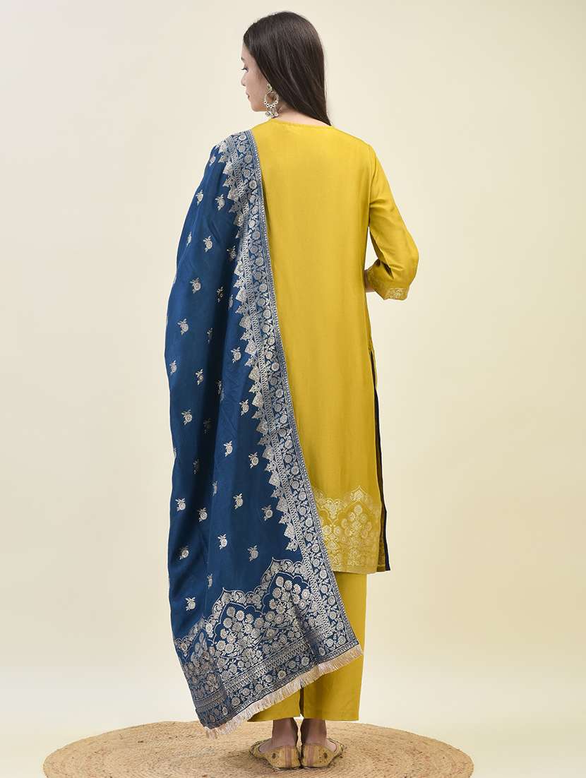 women three quarter sleeve kurta pant with dupatta set - 21629659 -  Standard Image - 4