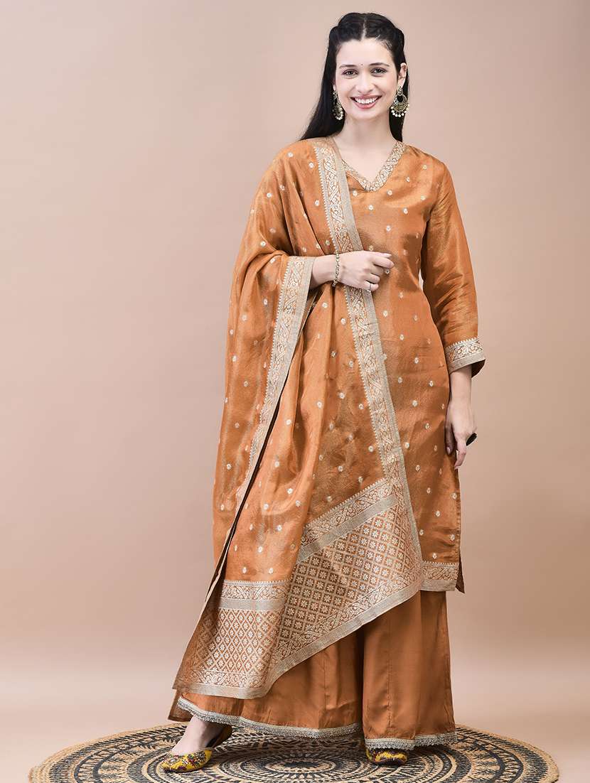 women self design three quarter sleeve kurta sharara set - 21629661 - Standard Image - 1