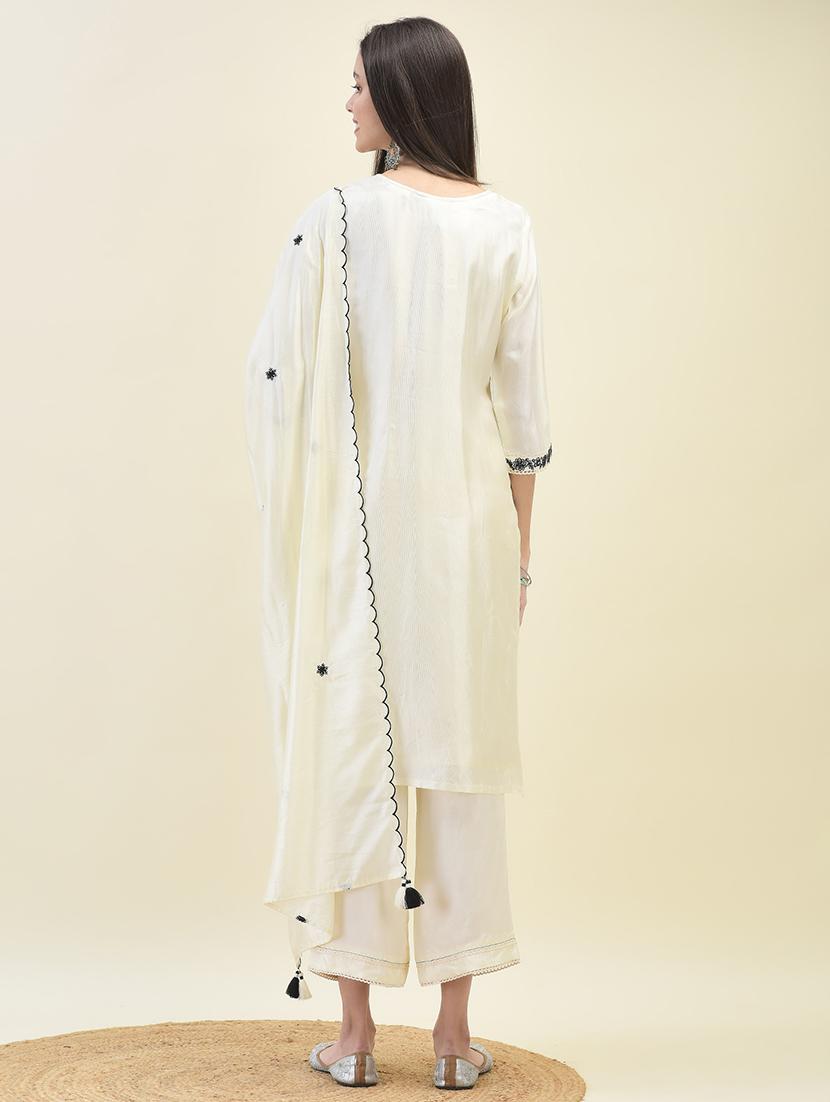 women three quarter sleeve kurta pant with dupatta set - 21629674 - Standard Image - 4
