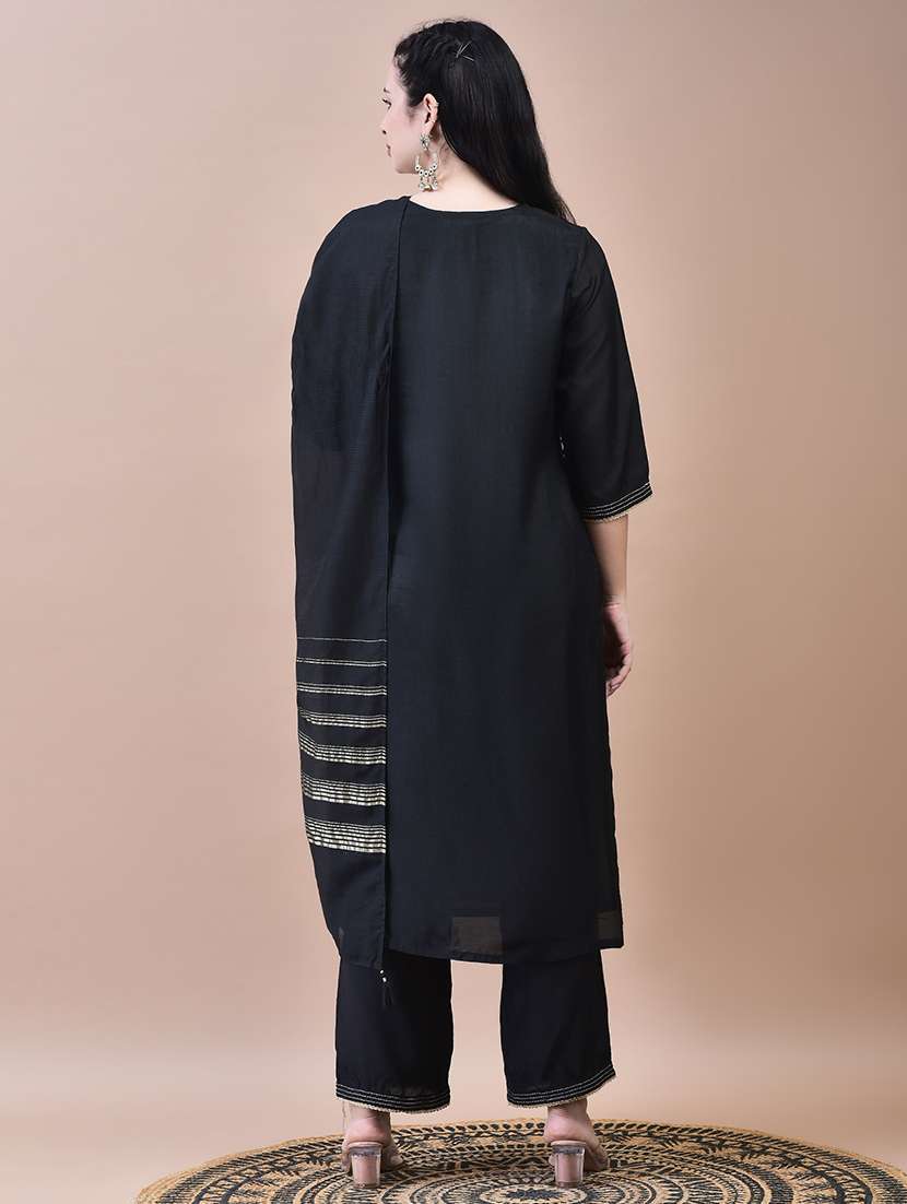 women three quarter sleeve kurta pant with dupatta set - 21629676 - Standard Image - 4