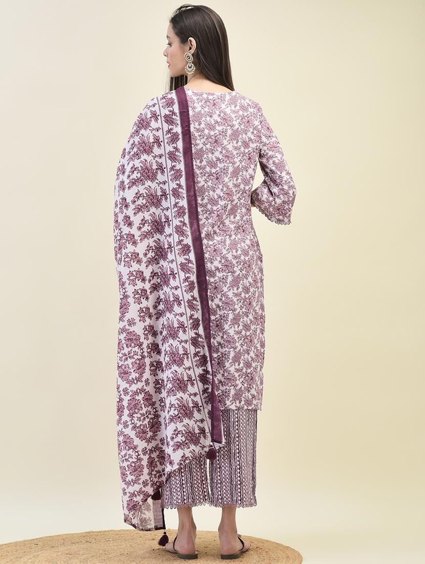 women three quarter sleeve kurta pant with dupatta set - 21629690 - Standard Image - 4
