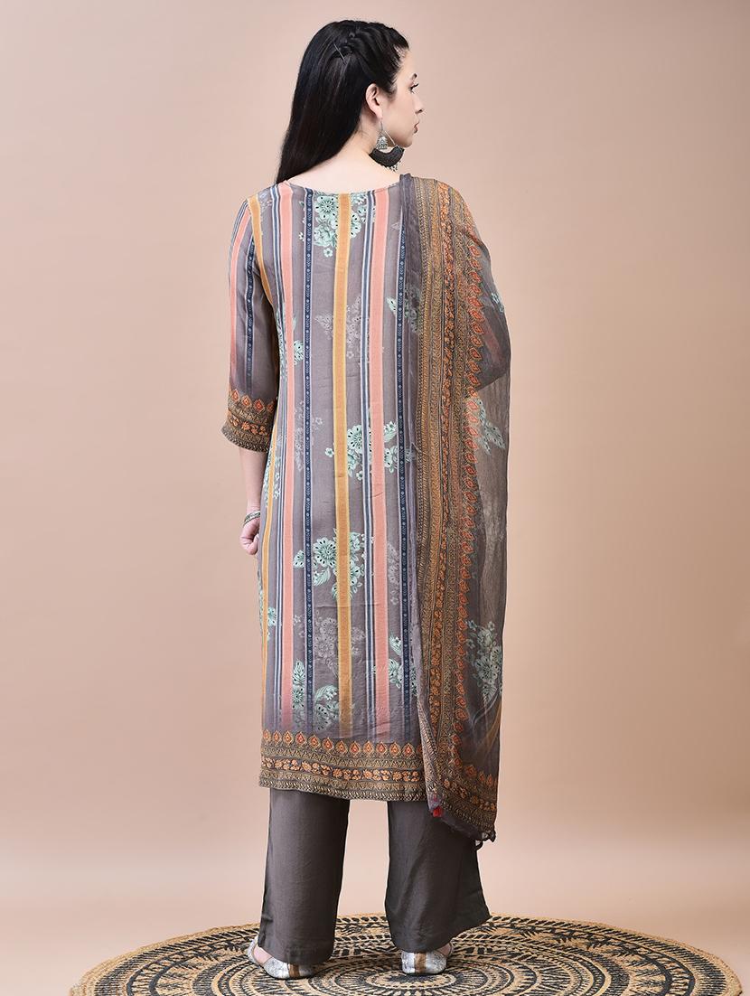 women three quarter sleeve kurta pant with dupatta set - 21629696 - Standard Image - 4
