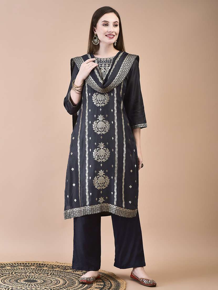 women three quarter sleeve kurta pant with dupatta set - 21629698 -  Standard Image - 1